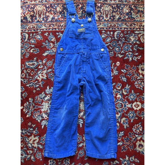 Vintage OshKosh BGosh Overalls 4T Unisex Blue Corduroy Vestbak Made In USA - Picture 1 of 7